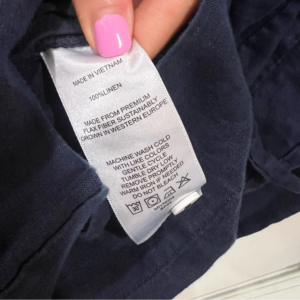 Like New Quince 100% European Linen Square Neck Jumpsuit Deep Navy Small